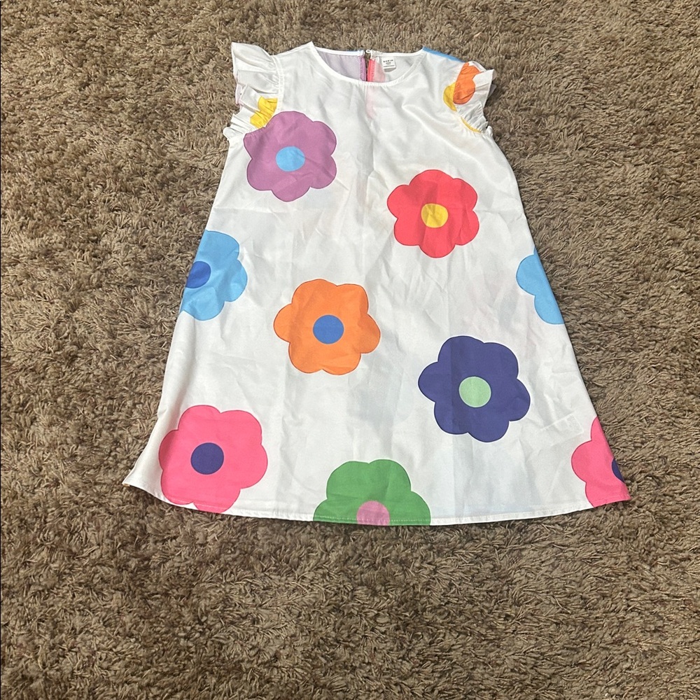 SHEIN White Dress with Pastel Accents
